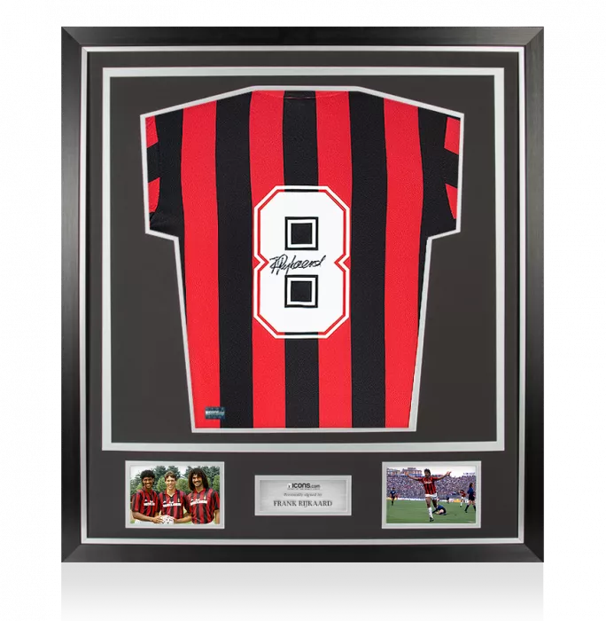 Frank Rijkaard Back Signed Retro AC Milan Home Shirt In Classic Frame