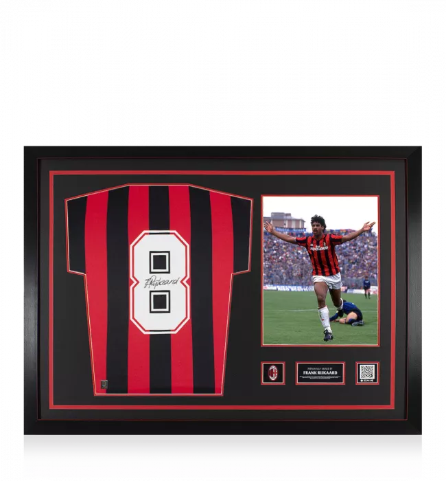 Frank Rijkaard Official AC Milan Back Signed and Framed Home Shirt