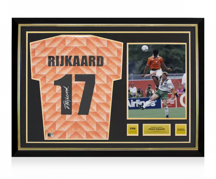 Frank Rijkaard Official FIFA World Cup™ Back Signed and Hero Framed Netherlands 1988 Home Shirt