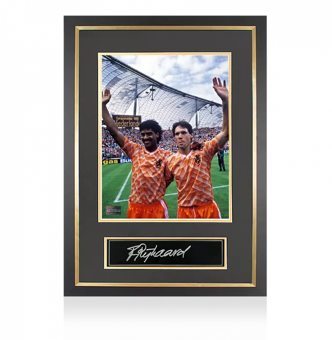 Frank Rijkaard Signed Plaque and Photo Frame: UEFA EURO 1988 Winner