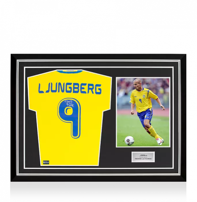 Freddie Ljungberg Back Signed Sweden Home Shirt In Hero Frame: Option 1