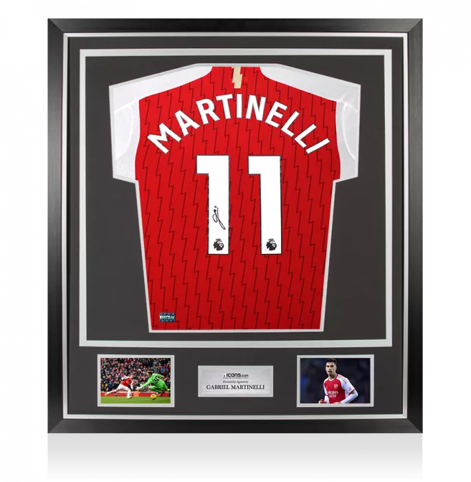 Gabriel Martinelli Back Signed Arsenal 2024-25 Home Shirt In Classic Frame