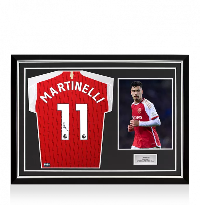 Gabriel Martinelli Back Signed Arsenal 2024-25 Home Shirt In Hero Frame: Option 1