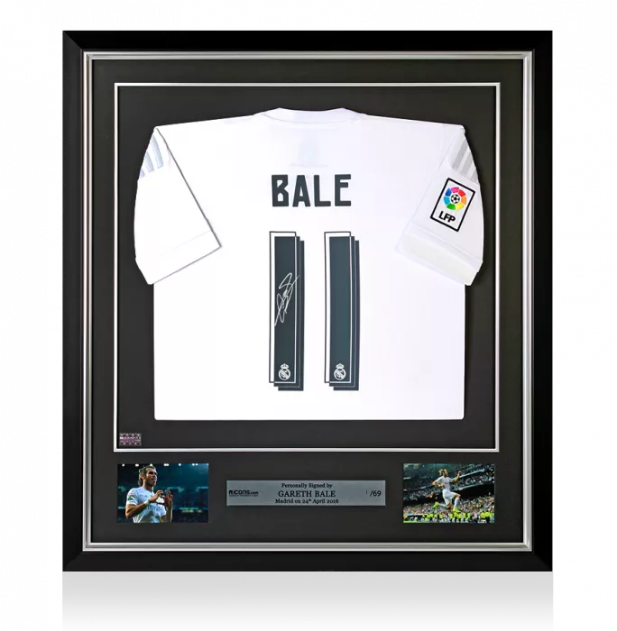 Gareth Bale Back Signed and Framed Real Madrid 2015-16 Home Shirt