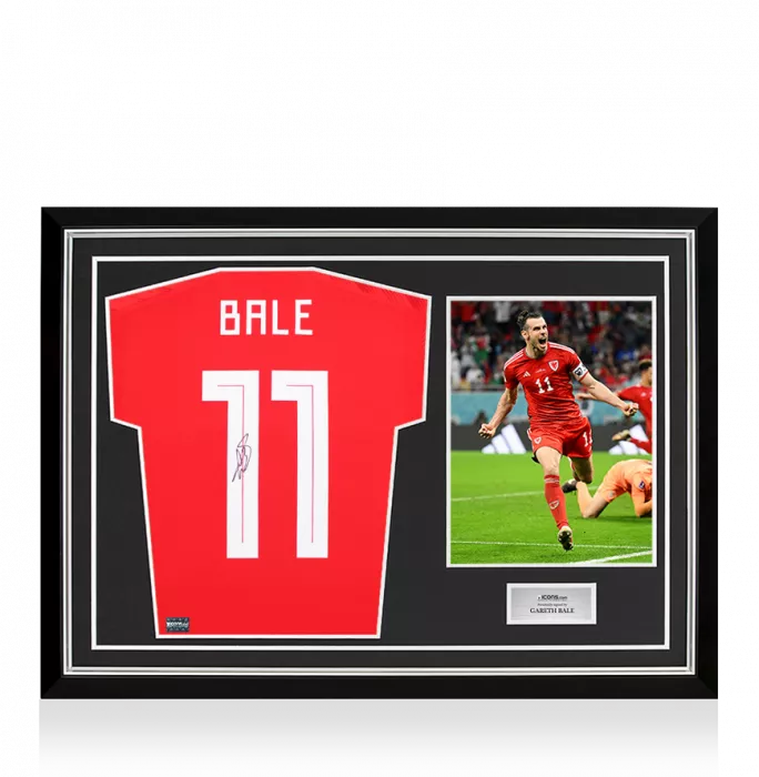 Gareth Bale Back Signed Modern Wales Home Shirt In Hero Frame: Option 1