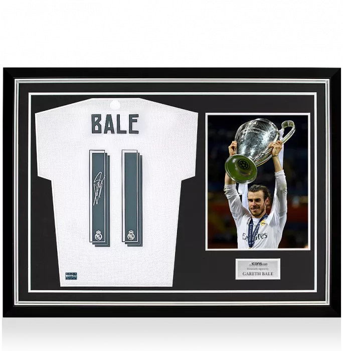 Gareth Bale Back Signed Real Madrid 2015-16 Home Shirt In Hero Frame: Option 1