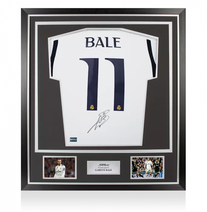Gareth Bale Back Signed Real Madrid 2023-24 Home Shirt In Classic Frame