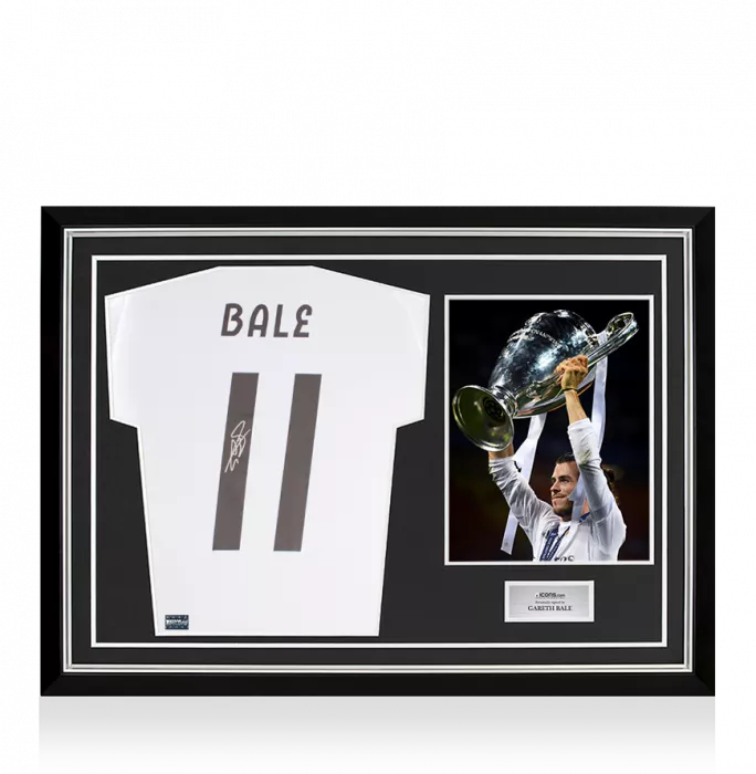 Gareth Bale Back Signed Real Madrid CF 2020-21 Home Shirt In Hero Frame: Option 1