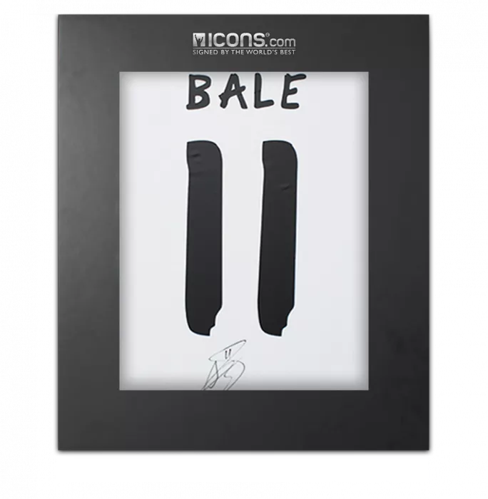 Gareth Bale Back Signed Real Madrid Modern Home Shirt with Fan Style Numbers In Deluxe Packaging