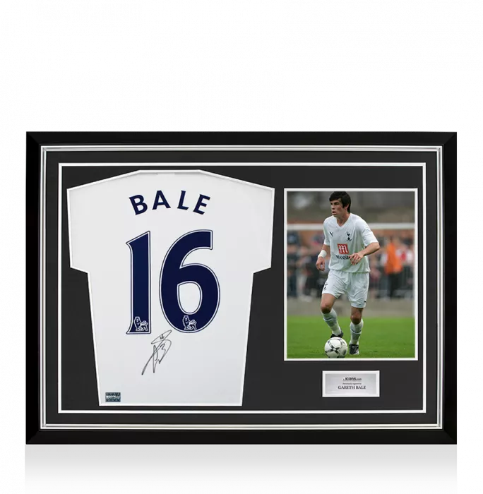 Gareth Bale Back Signed Tottenham Hotspur 2007-08 Home Shirt In Hero Frame: Option 1