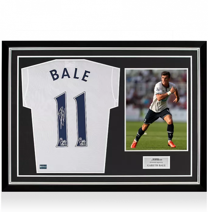 Gareth Bale Back Signed Tottenham Hotspur 2013-14 Home Shirt In Hero Frame: Option 1