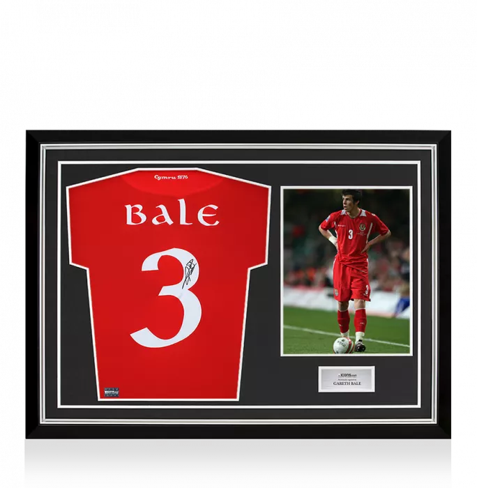 Gareth Bale Back Signed Wales 2006-07 Home Shirt In Hero Frame: Option 1