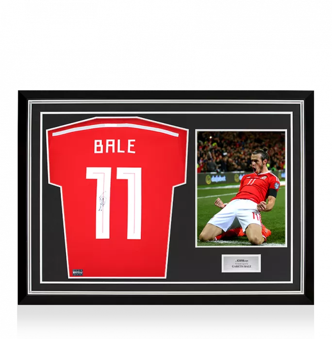 Gareth Bale Back Signed Wales 2013-15 Home Shirt In Hero Frame: Option 1