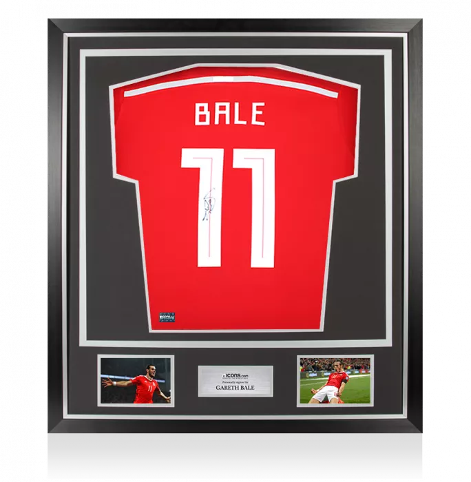 Gareth Bale Back Signed Wales 2013-15 Home Shirt In Classic Frame