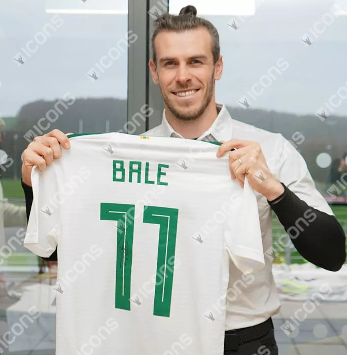 Gareth Bale Back Signed Wales 2018-19 Away Shirt In Hero Frame: Option 1