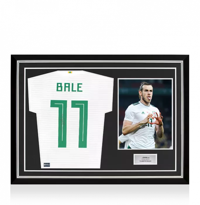 Gareth Bale Back Signed Wales 2018-19 Away Shirt In Hero Frame: Option 1