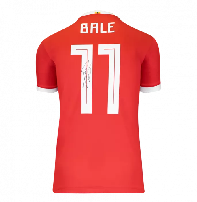 Gareth Bale Back Signed Wales 2018-19 Home Shirt With Fan Style Numbers In Classic Frame