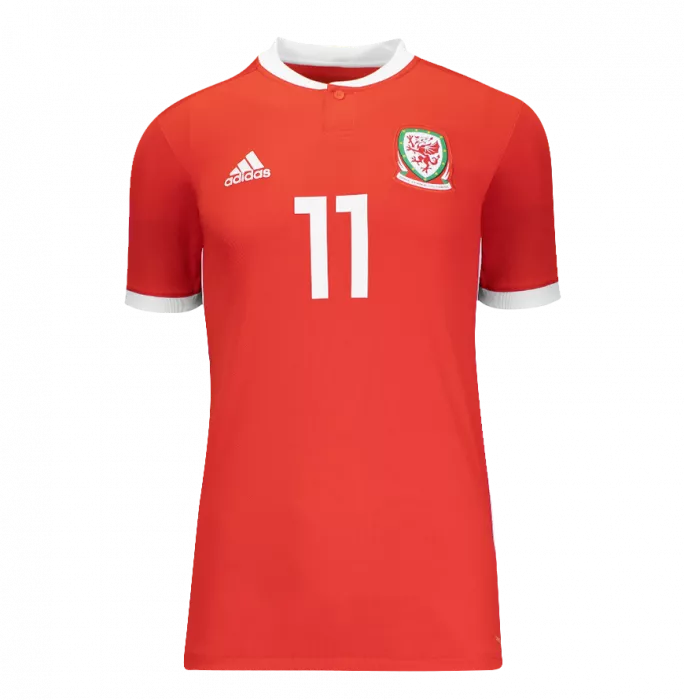 Gareth Bale Back Signed Wales 2018-19 Home Shirt With Fan Style Numbers In Hero Frame: Option 1