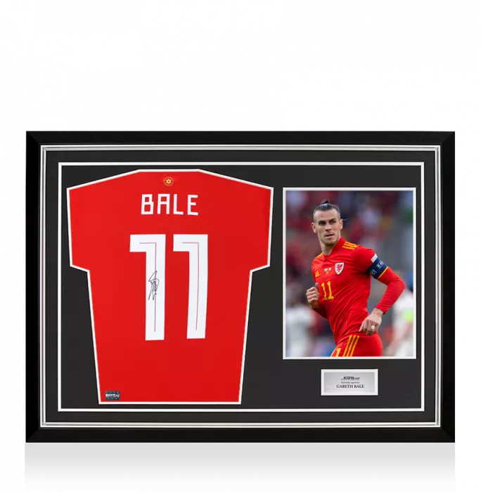 Gareth Bale Back Signed Wales 2020-21 Home Shirt In Hero Frame: Option 1