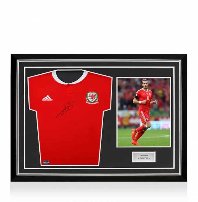 Gareth Bale Front Signed Wales 2017-18 Home Shirt In Hero Frame: Option 1