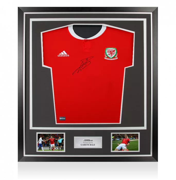 Gareth Bale Front Signed Wales 2017-18 Home Shirt In Classic Frame