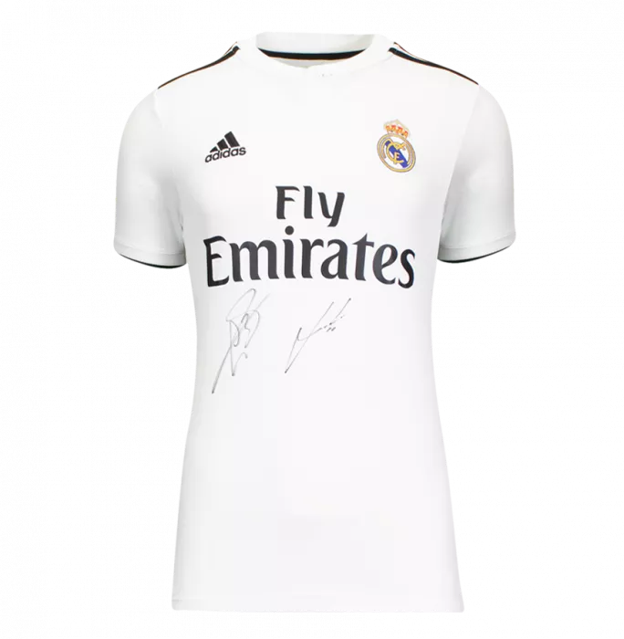 Gareth Bale & Luka Modric Front Signed Real Madrid 2018-19 Home Shirt