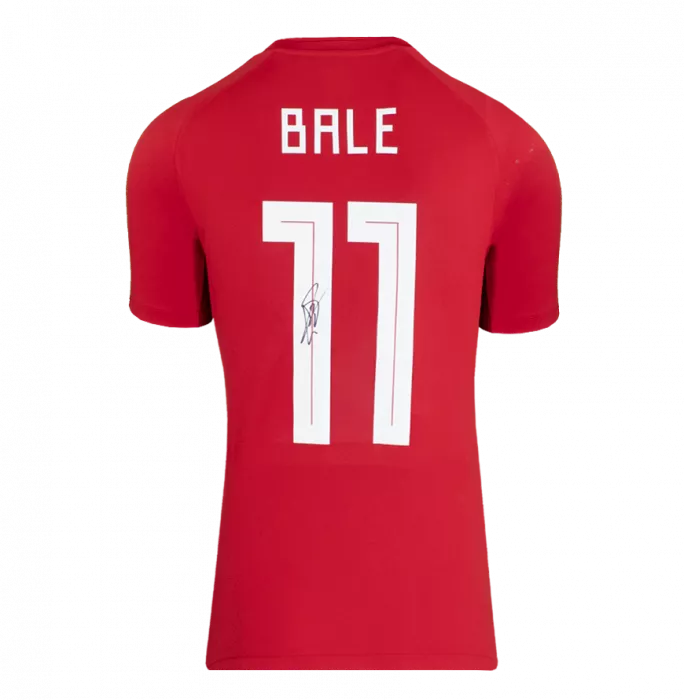 Gareth Bale Official 2010 FIFA World Cup™ Back Signed And Framed Wales 2010-11 Home Shirt With Fan Style Numbers