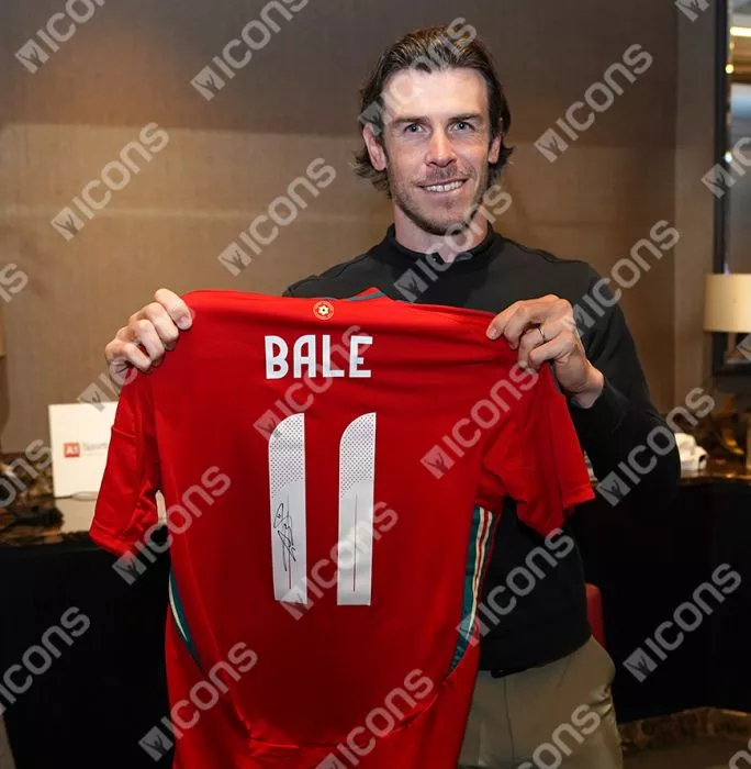 Gareth Bale Official FIFA World Cup™ Back Signed And Hero Framed Wales 2024 Home Shirt