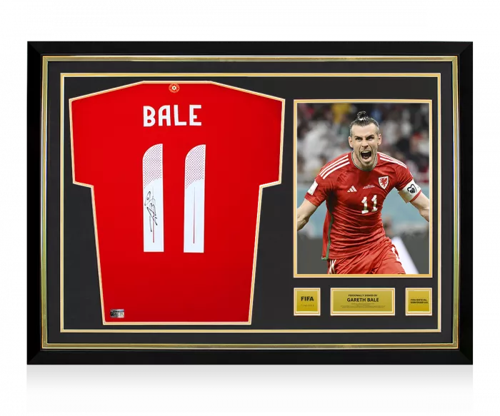 Gareth Bale Official FIFA World Cup™ Back Signed and Hero Framed Wales 2024 Home Shirt