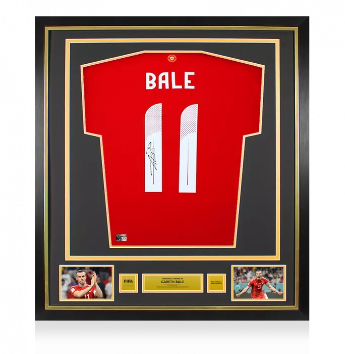 Gareth Bale Official FIFA World Cup™ Back Signed and Framed Wales 2024 Home Shirt