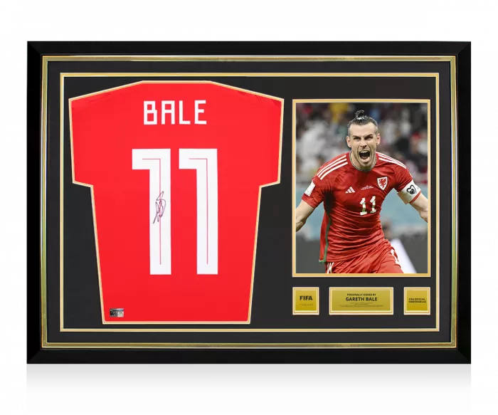 Gareth Bale Official FIFA World Cup™ Back Signed and Hero Framed Modern Wales Home Shirt
