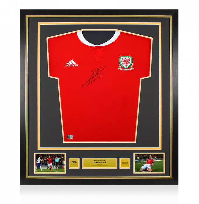Gareth Bale Official FIFA World Cup™ Front Signed and Framed Wales 2017-18 Home Shirt