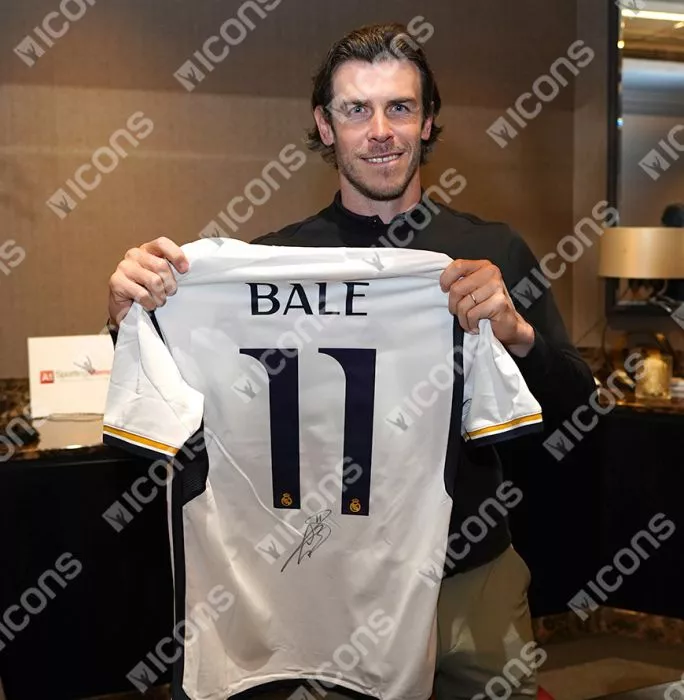 Gareth Bale Official UEFA Champions League Back Signed And Framed Real Madrid 2023-24 Home Shirt