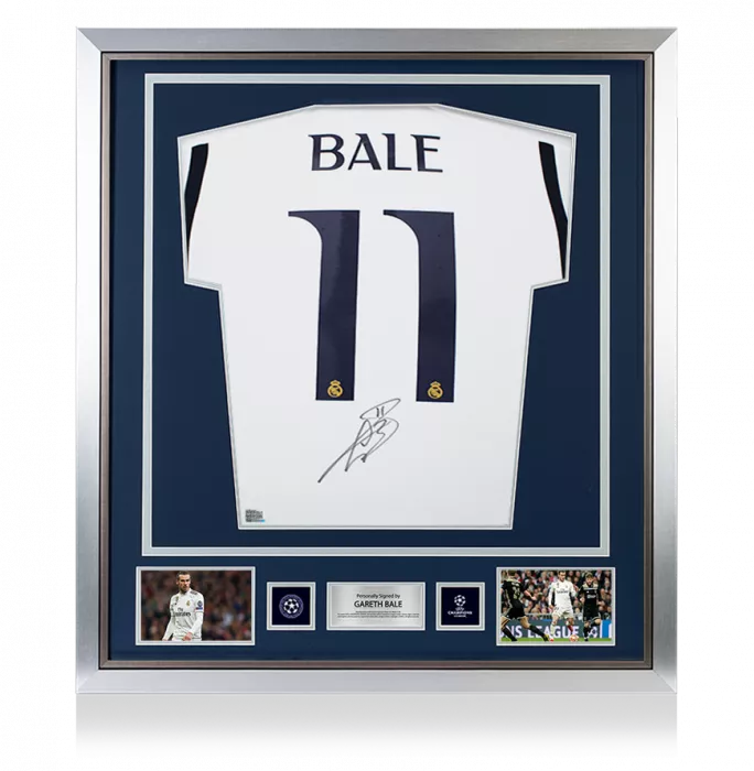 Gareth Bale Official UEFA Champions League Back Signed and Framed Real Madrid 2023-24 Home Shirt