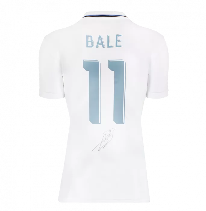 Gareth Bale Official UEFA Champions League Back Signed And Framed Real Madrid Modern Home Shirt With Fan Style Numbers