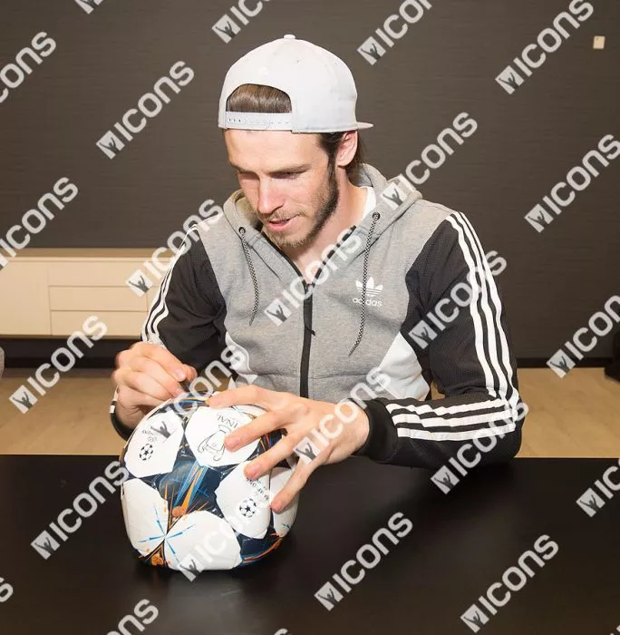 Gareth Bale Signed 2013-14 UEFA Champions League Football In Acrylic Case