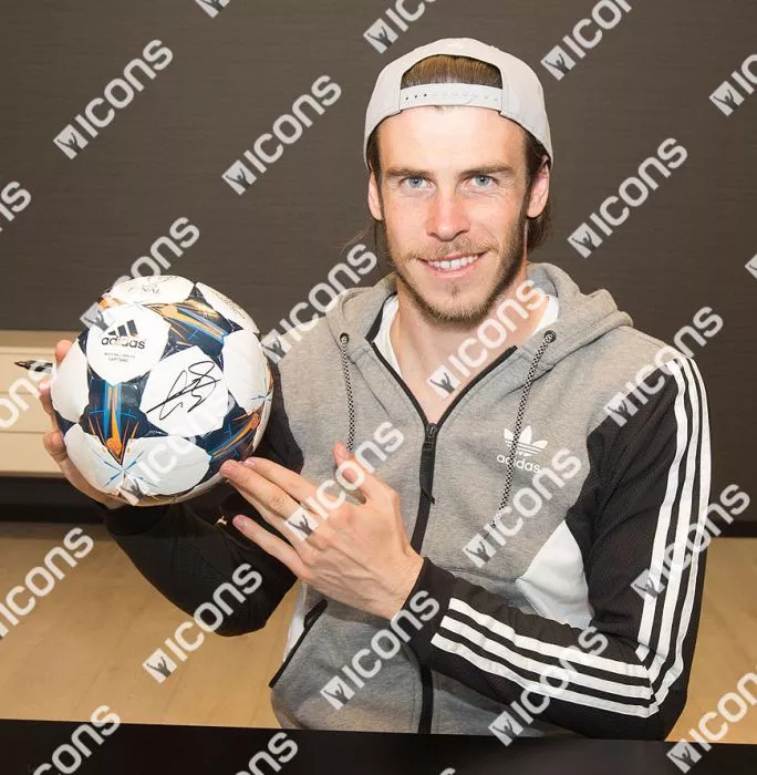 Gareth Bale Signed 2013-14 UEFA Champions League Football In Acrylic Case