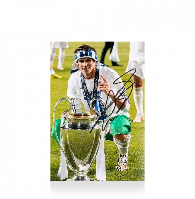 Gareth Bale Signed Mini Real Madrid Photo: 2014 UEFA Champions League Winner