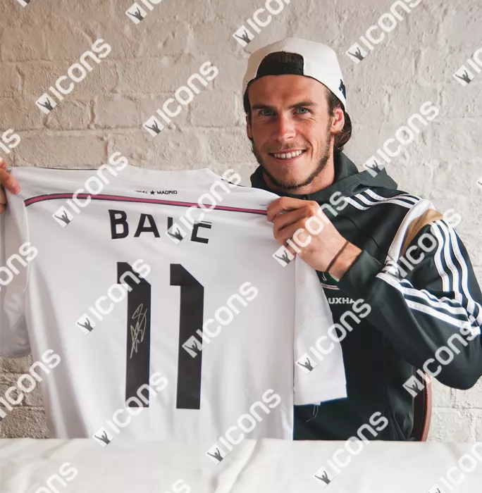 Gareth Bale Signed Real Madrid 2014-15 Home Shirt With Fan Style Numbers In Hero Frame: Option 1