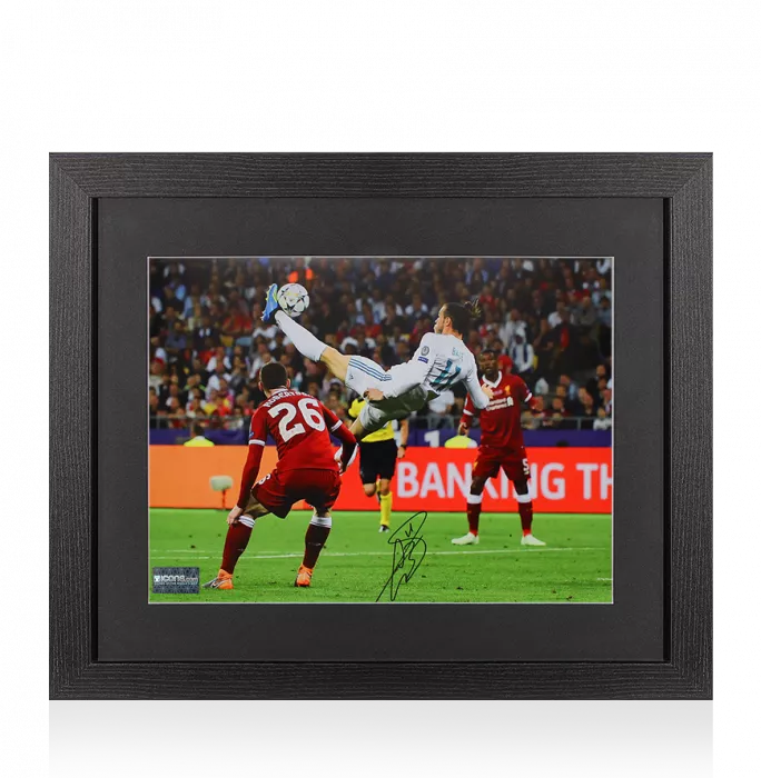 Gareth Bale Signed Real Madrid Photo In Black Wooden Frame: 2018 UEFA Champions League Final Overhead Kick Goal