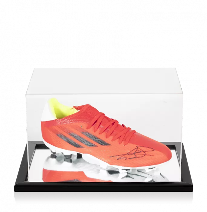 Gareth Bale Signed Red Adidas X Boot In Acrylic Case