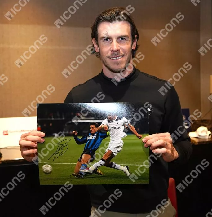 Gareth Bale Signed Tottenham Hotspur Photo In Black Wooden Frame: Iconic UEFA Champions League Goal Vs Internazionale