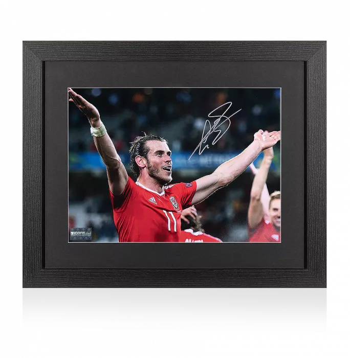 Gareth Bale Signed Wales Photo In Black Wooden Frame: UEFA EURO 2016 Hero