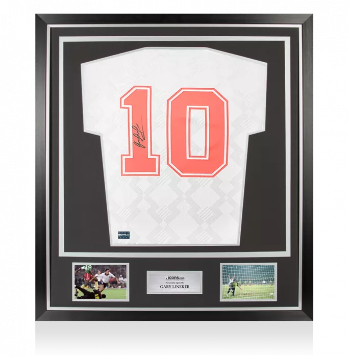 Gary Lineker Back Signed England 1990 Home Shirt In Classic Frame
