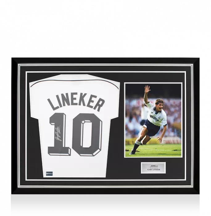 Gary Lineker Back Signed Tottenham Hotspur 1986 Home Shirt In Hero Frame: Option 1