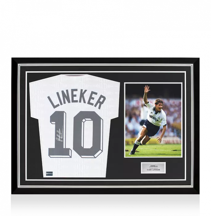 Gary Lineker Back Signed Tottenham Hotspur 1991-92 Home Shirt In Hero Frame: Option 1