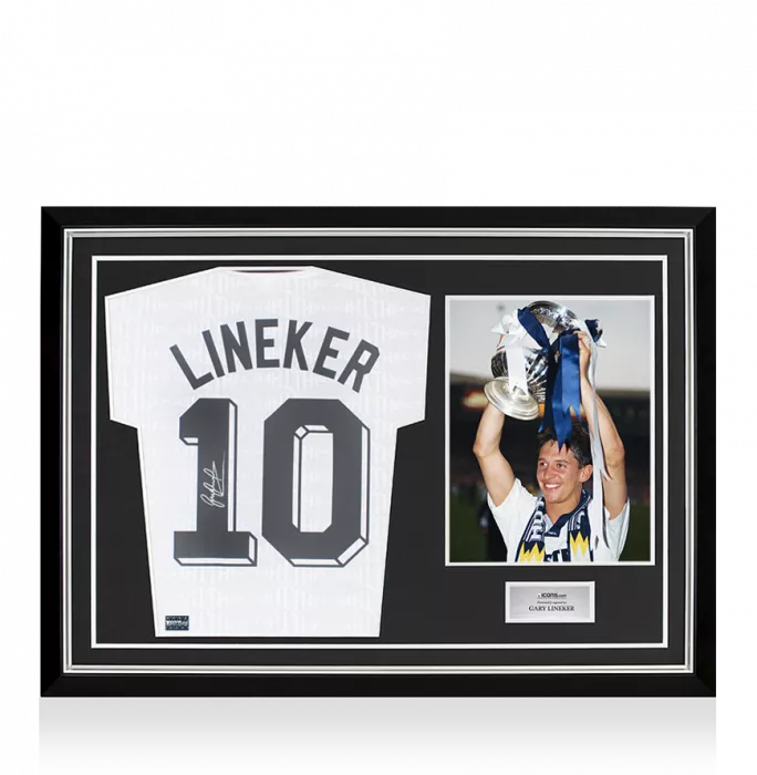 Gary Lineker Back Signed Tottenham Hotspur Home Shirt: 1991 FA Cup Semi Final In Hero Frame: Option 1