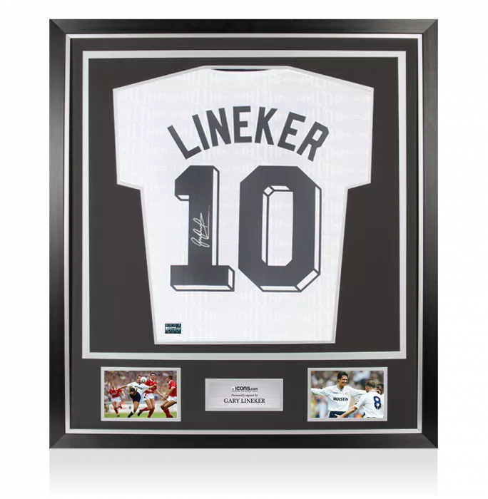 Gary Lineker Back Signed Tottenham Hotspur Home Shirt: 1991 FA Cup Semi Final In Classic Frame