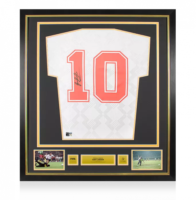 Gary Lineker Official 1990 FIFA World Cup™ Back Signed And Framed England 1990 Home Shirt