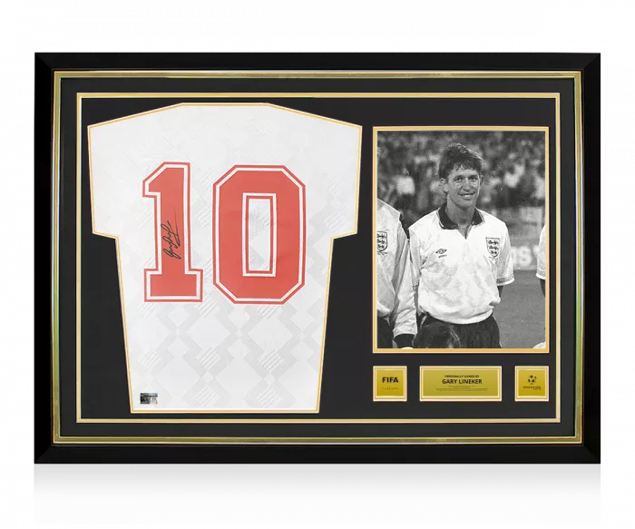 Gary Lineker Official 1990 FIFA World Cup™ Back Signed And Hero Framed England 1990 Home Shirt